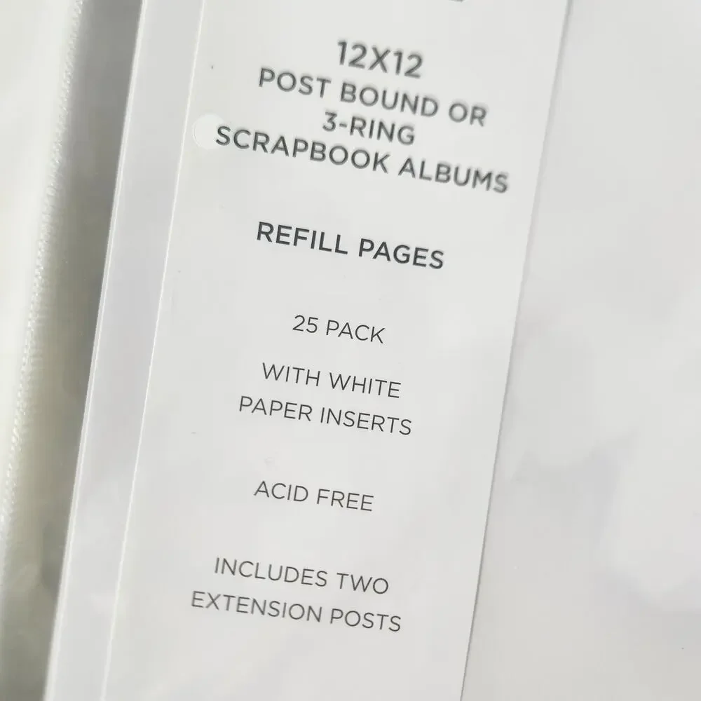 The Paper Studio 12x12 Postbound 3-Ring Scrapbook Album Clear 19pc + Ext Posts